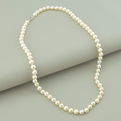 Намисто білі Перли АА природні, кулька 6 мм, фурнітура Срібло 925, довжина 45 см.