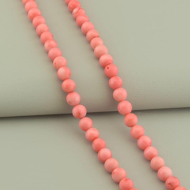Четки 108 бусин розовый Коралл натуральны, шарик 9,5 мм, красная кисть