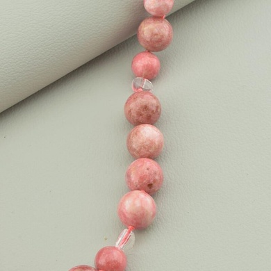Намисто рожевий Родоніт природне каміння, кулька 10,5 мм, фурнітура Срібло 925, довжина 47 см.