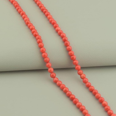 Четки 108 бусин оранжево-красный Коралл натуральный, шарик 6 мм, кисть красная.